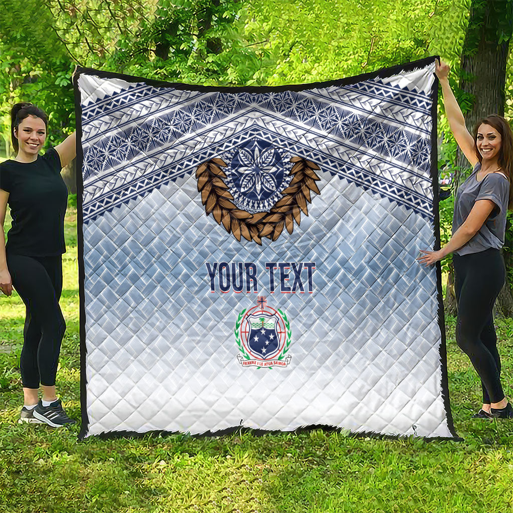 Manu Samoa Rugby Custom White Quilt ʻIe Toga Pattern With Brown Ula fala LT7 - Polynesian Pride
