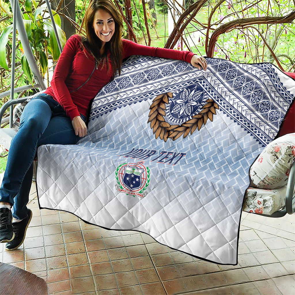 Manu Samoa Rugby Custom White Quilt ʻIe Toga Pattern With Brown Ula fala LT7 - Polynesian Pride