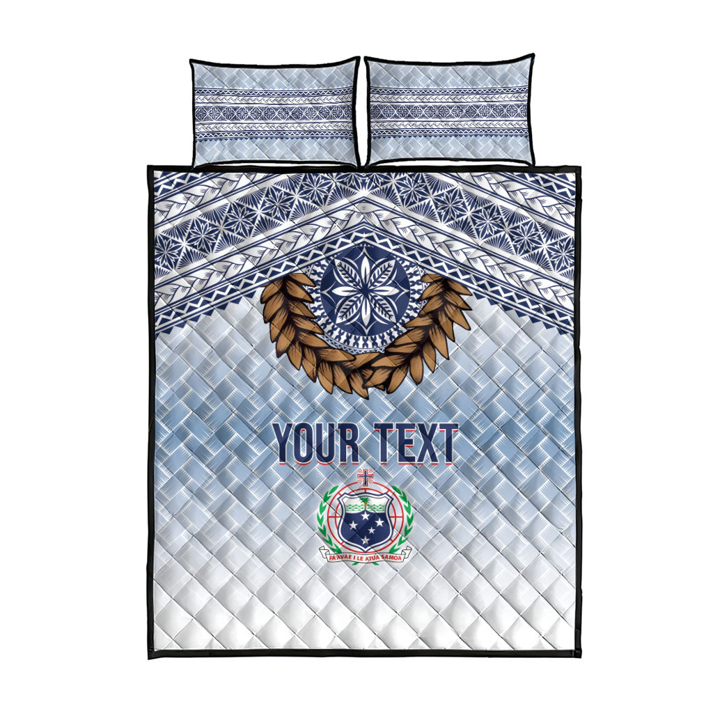 Manu Samoa Rugby Custom White Quilt Bed Set ʻIe Toga Pattern With Brown Ula fala LT7 - Polynesian Pride