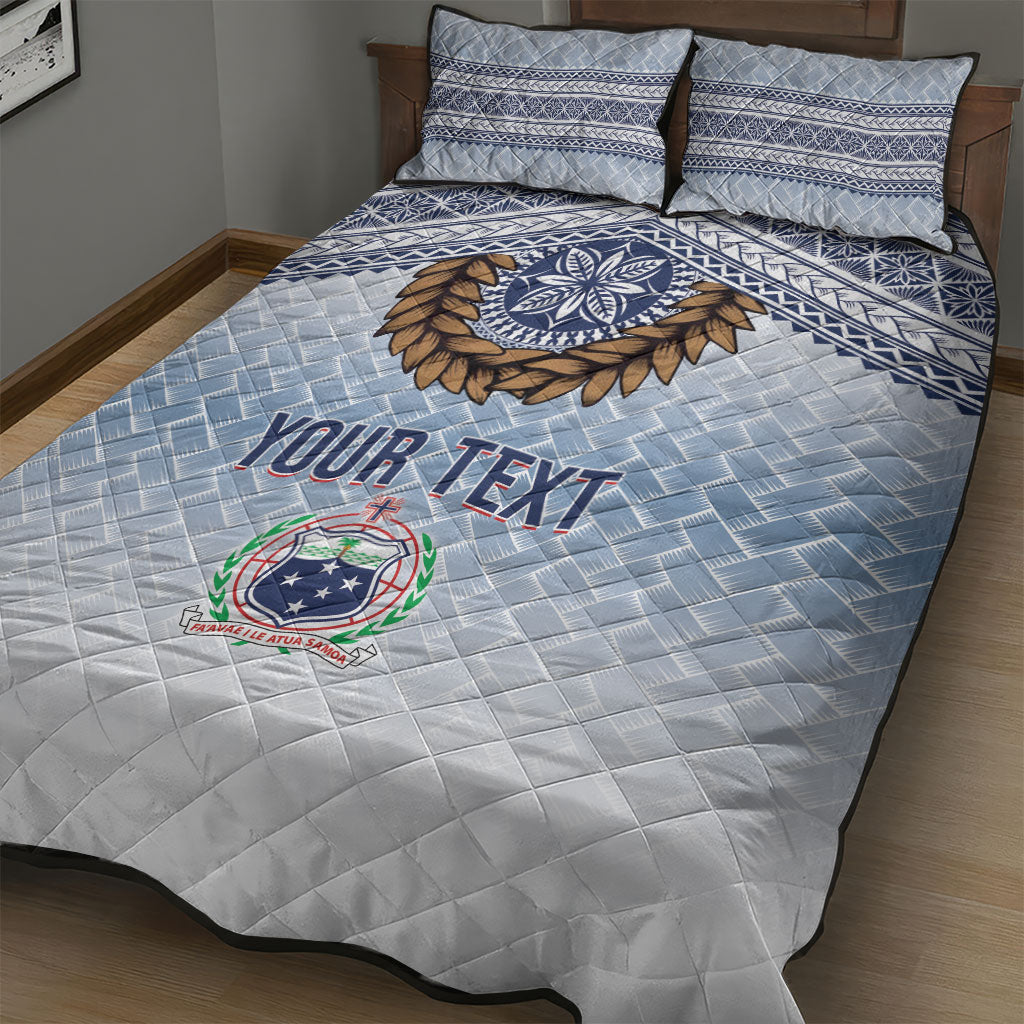 Manu Samoa Rugby Custom White Quilt Bed Set ʻIe Toga Pattern With Brown Ula fala LT7 - Polynesian Pride