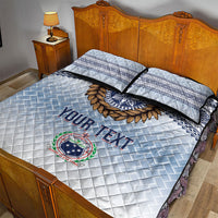 Manu Samoa Rugby Custom White Quilt Bed Set ʻIe Toga Pattern With Brown Ula fala LT7 - Polynesian Pride