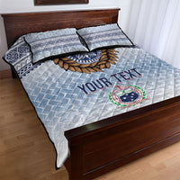 Manu Samoa Rugby Custom White Quilt Bed Set ʻIe Toga Pattern With Brown Ula fala LT7 - Polynesian Pride