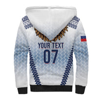 Manu Samoa Rugby Custom White Sherpa Hoodie ʻIe Toga Pattern With Brown Ula fala LT7 - Polynesian Pride