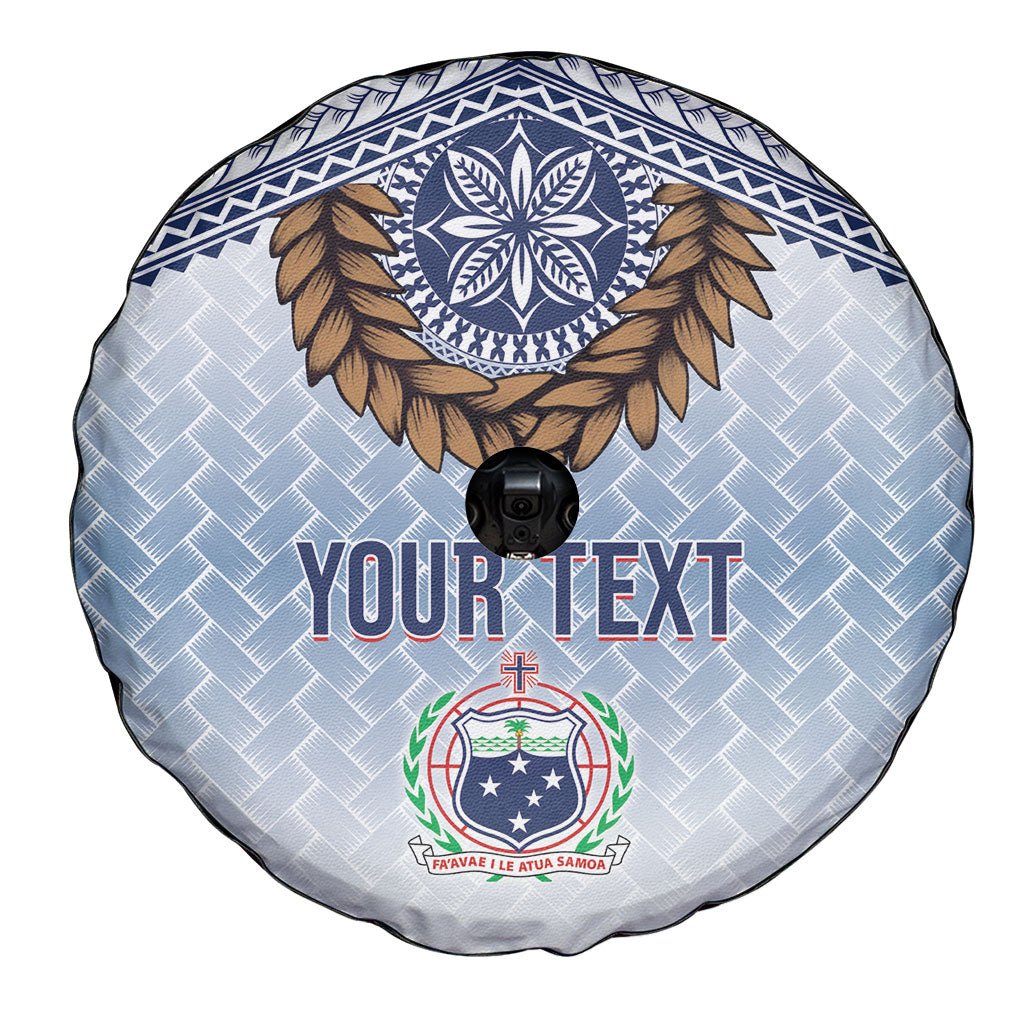 Manu Samoa Rugby Custom White Spare Tire Cover ʻIe Toga Pattern With Brown Ula fala LT7 - Polynesian Pride