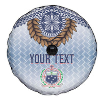 Manu Samoa Rugby Custom White Spare Tire Cover ʻIe Toga Pattern With Brown Ula fala LT7 - Polynesian Pride