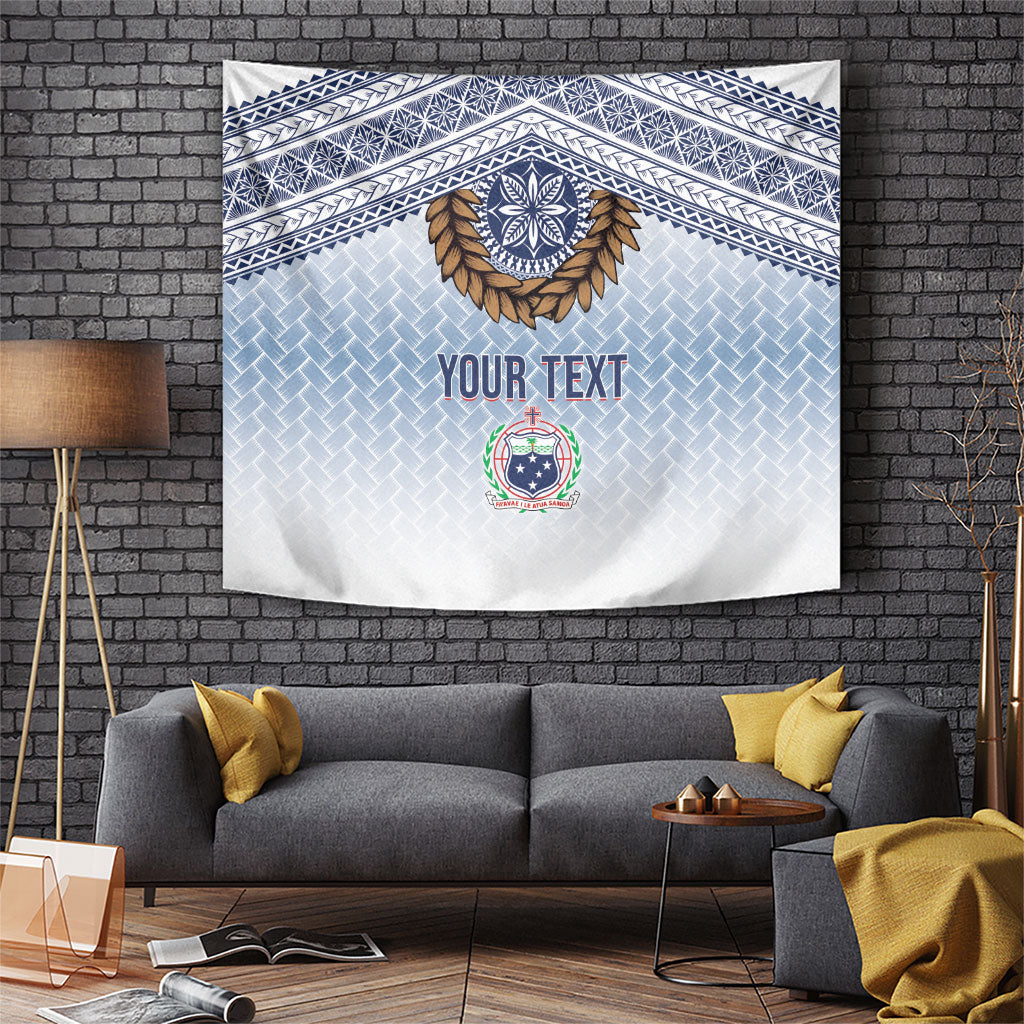 Manu Samoa Rugby Custom White Tapestry ʻIe Toga Pattern With Brown Ula fala LT7 White - Polynesian Pride