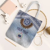 Manu Samoa Rugby Custom White Tote Bag ʻIe Toga Pattern With Brown Ula fala LT7 White Strap One Size White - Polynesian Pride