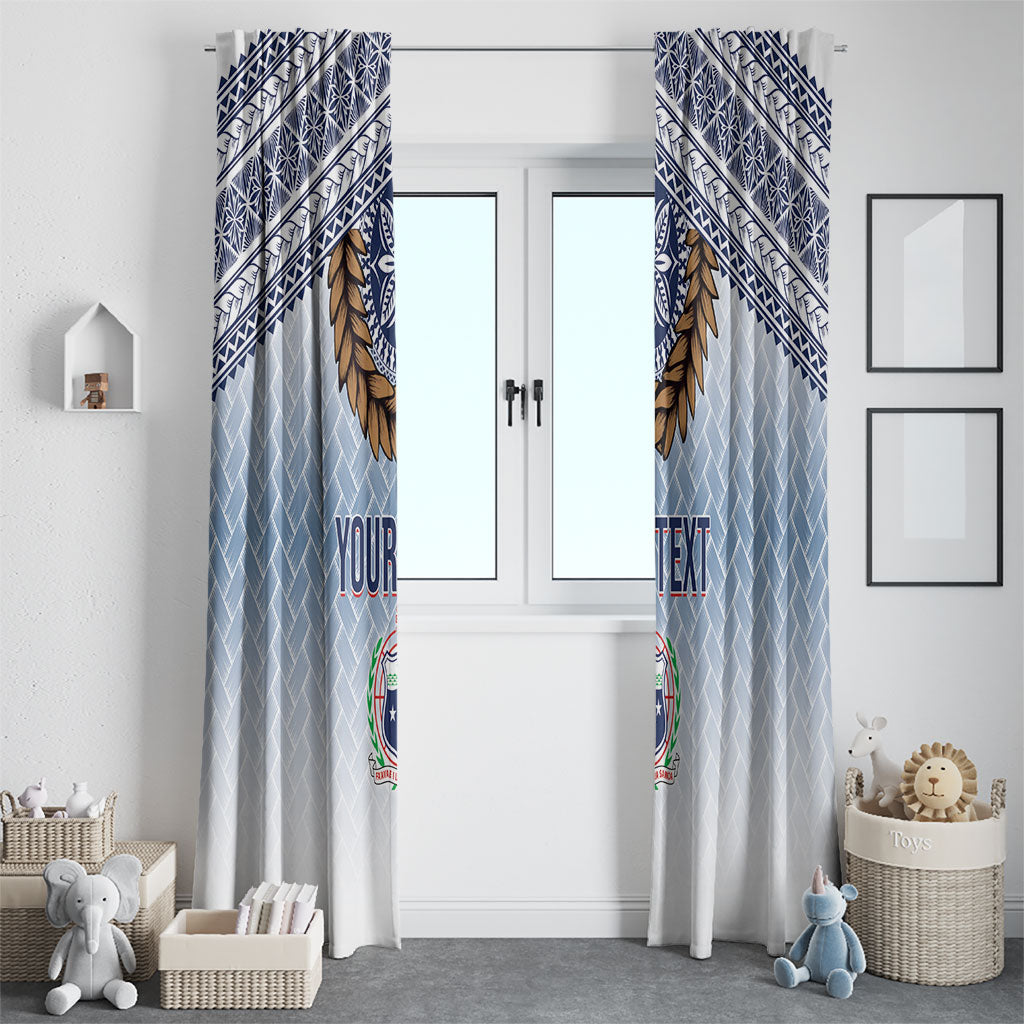 Manu Samoa Rugby Custom White Window Curtain ʻIe Toga Pattern With Brown Ula fala LT7 - Polynesian Pride