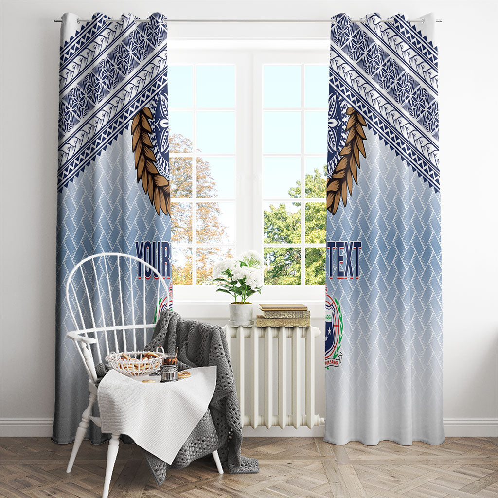 Manu Samoa Rugby Custom White Window Curtain ʻIe Toga Pattern With Brown Ula fala LT7 - Polynesian Pride