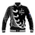 Personalised New Zealand Rugby Baseball Jacket Aotearoa Silver Fern Koru Maori Style LT7 Unisex Black - Polynesian Pride