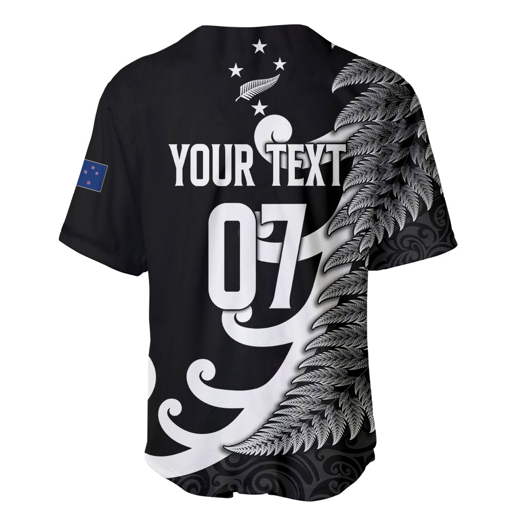 Personalised New Zealand Rugby Baseball Jersey Aotearoa Silver Fern Koru Maori Style LT7 - Polynesian Pride