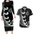 Personalised New Zealand Rugby Couples Matching Long Sleeve Bodycon Dress and Hawaiian Shirt Aotearoa Silver Fern Koru Maori Style LT7 Black - Polynesian Pride