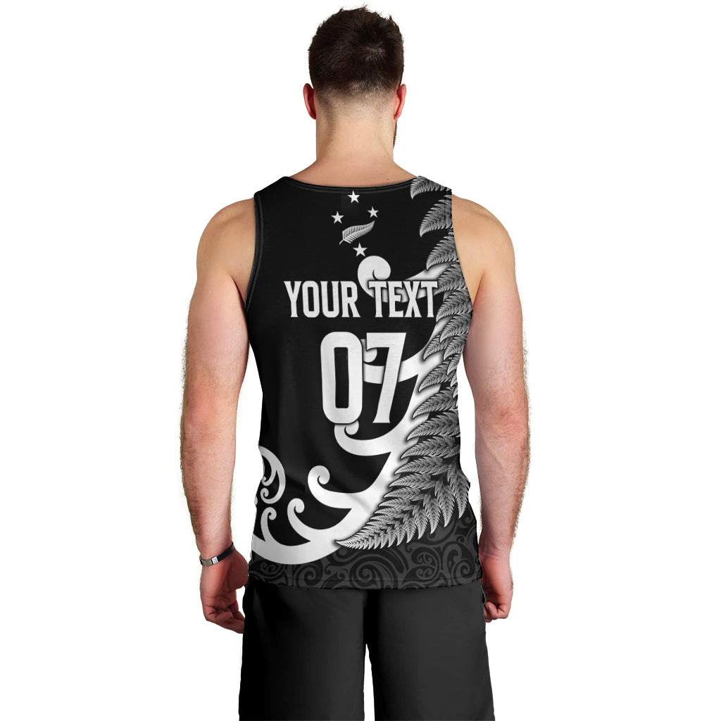 Personalised New Zealand Rugby Men Tank Top Aotearoa Silver Fern Koru Maori Style LT7 - Polynesian Pride