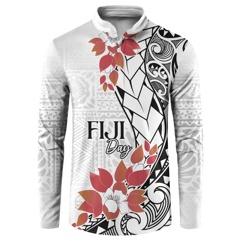 Bula Fiji Day Button Sweatshirt Tagimaucia on Masi Pattern