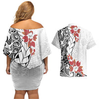 Bula Fiji Day Couples Matching Off Shoulder Short Dress and Hawaiian Shirt Tagimaucia on Masi Pattern