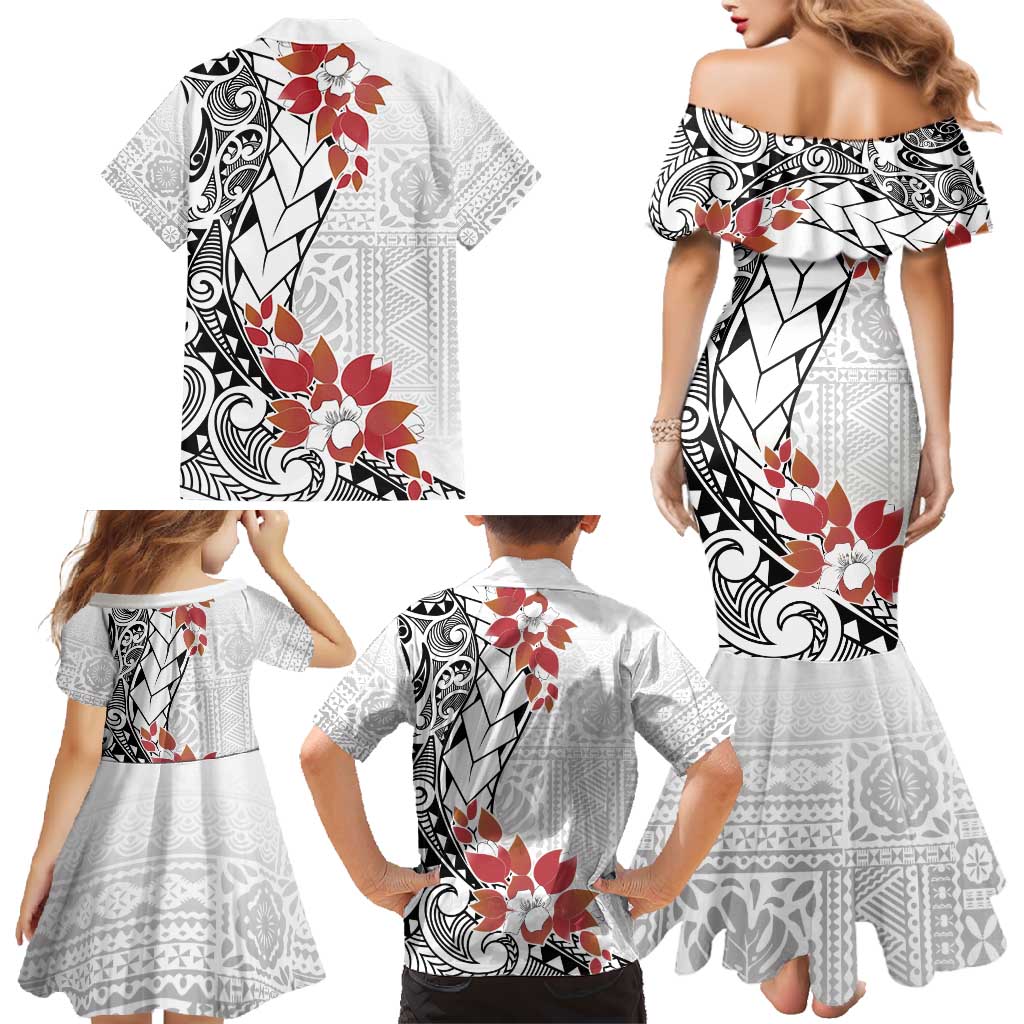 Bula Fiji Day Family Matching Mermaid Dress and Hawaiian Shirt Tagimaucia on Masi Pattern