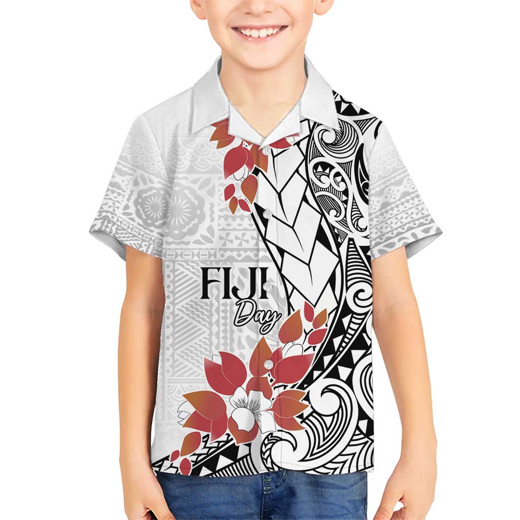 Bula Fiji Day Kid Hawaiian Shirt Tagimaucia on Masi Pattern