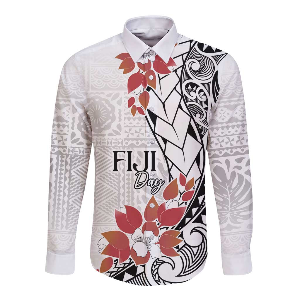 Bula Fiji Day Long Sleeve Button Shirt Tagimaucia on Masi Pattern