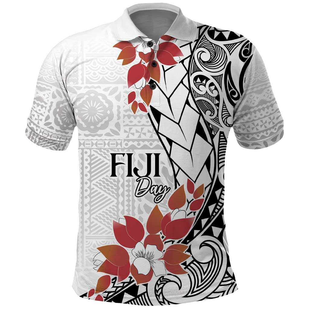 Bula Fiji Day Polo Shirt Tagimaucia on Masi Pattern