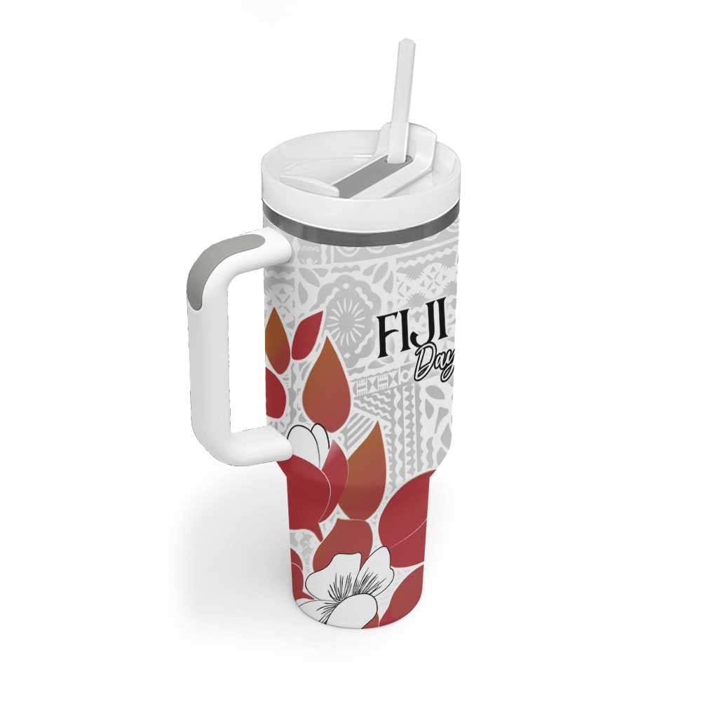 Bula Fiji Day Tumbler With Handle Tagimaucia on Masi Pattern LT7 - Polynesian Pride