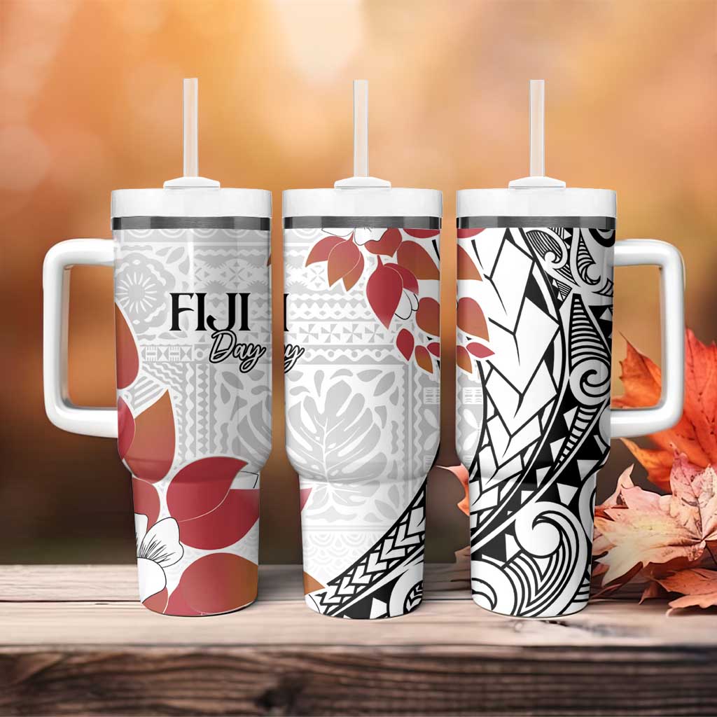 Bula Fiji Day Tumbler With Handle Tagimaucia on Masi Pattern LT7 - Polynesian Pride