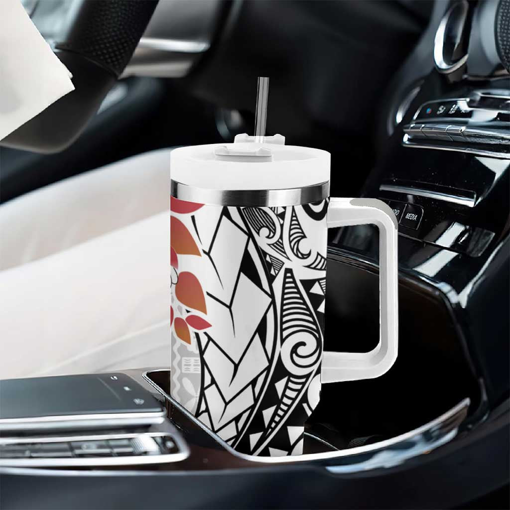 Bula Fiji Day Tumbler With Handle Tagimaucia on Masi Pattern LT7 - Polynesian Pride