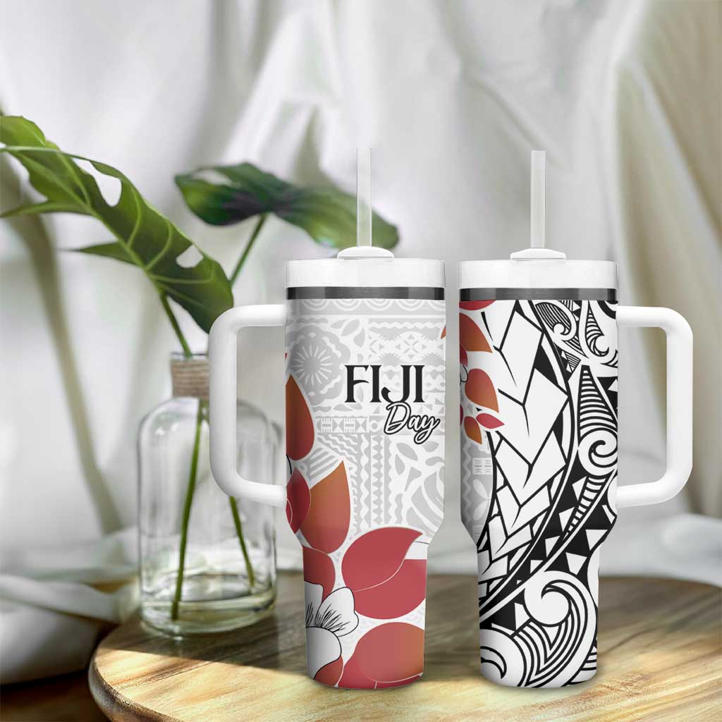 Bula Fiji Day Tumbler With Handle Tagimaucia on Masi Pattern LT7 - Polynesian Pride