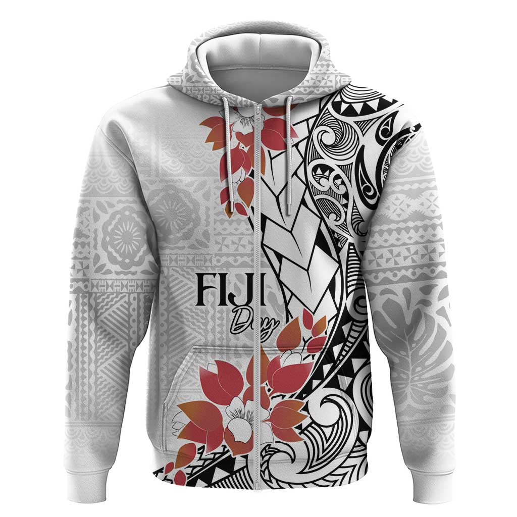 Bula Fiji Day Zip Hoodie Tagimaucia on Masi Pattern