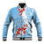 Bula Fiji Day Baseball Jacket Tagimaucia on Masi Pattern - Turquoise