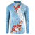 Bula Fiji Day Button Sweatshirt Tagimaucia on Masi Pattern - Turquoise