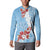 Bula Fiji Day Button Sweatshirt Tagimaucia on Masi Pattern - Turquoise