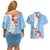 Bula Fiji Day Couples Matching Off Shoulder Short Dress and Hawaiian Shirt Tagimaucia on Masi Pattern - Turquoise