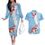 Bula Fiji Day Couples Matching Off The Shoulder Long Sleeve Dress and Hawaiian Shirt Tagimaucia on Masi Pattern - Turquoise