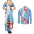 Bula Fiji Day Couples Matching Summer Maxi Dress and Long Sleeve Button Shirt Tagimaucia on Masi Pattern - Turquoise