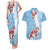 Bula Fiji Day Couples Matching Tank Maxi Dress and Hawaiian Shirt Tagimaucia on Masi Pattern - Turquoise