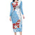 Bula Fiji Day Family Matching Long Sleeve Bodycon Dress and Hawaiian Shirt Tagimaucia on Masi Pattern - Turquoise