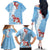 Bula Fiji Day Family Matching Off The Shoulder Long Sleeve Dress and Hawaiian Shirt Tagimaucia on Masi Pattern - Turquoise