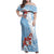 Bula Fiji Day Family Matching Off Shoulder Maxi Dress and Hawaiian Shirt Tagimaucia on Masi Pattern - Turquoise