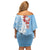 Bula Fiji Day Family Matching Off Shoulder Short Dress and Hawaiian Shirt Tagimaucia on Masi Pattern - Turquoise