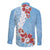 Bula Fiji Day Long Sleeve Button Shirt Tagimaucia on Masi Pattern - Turquoise