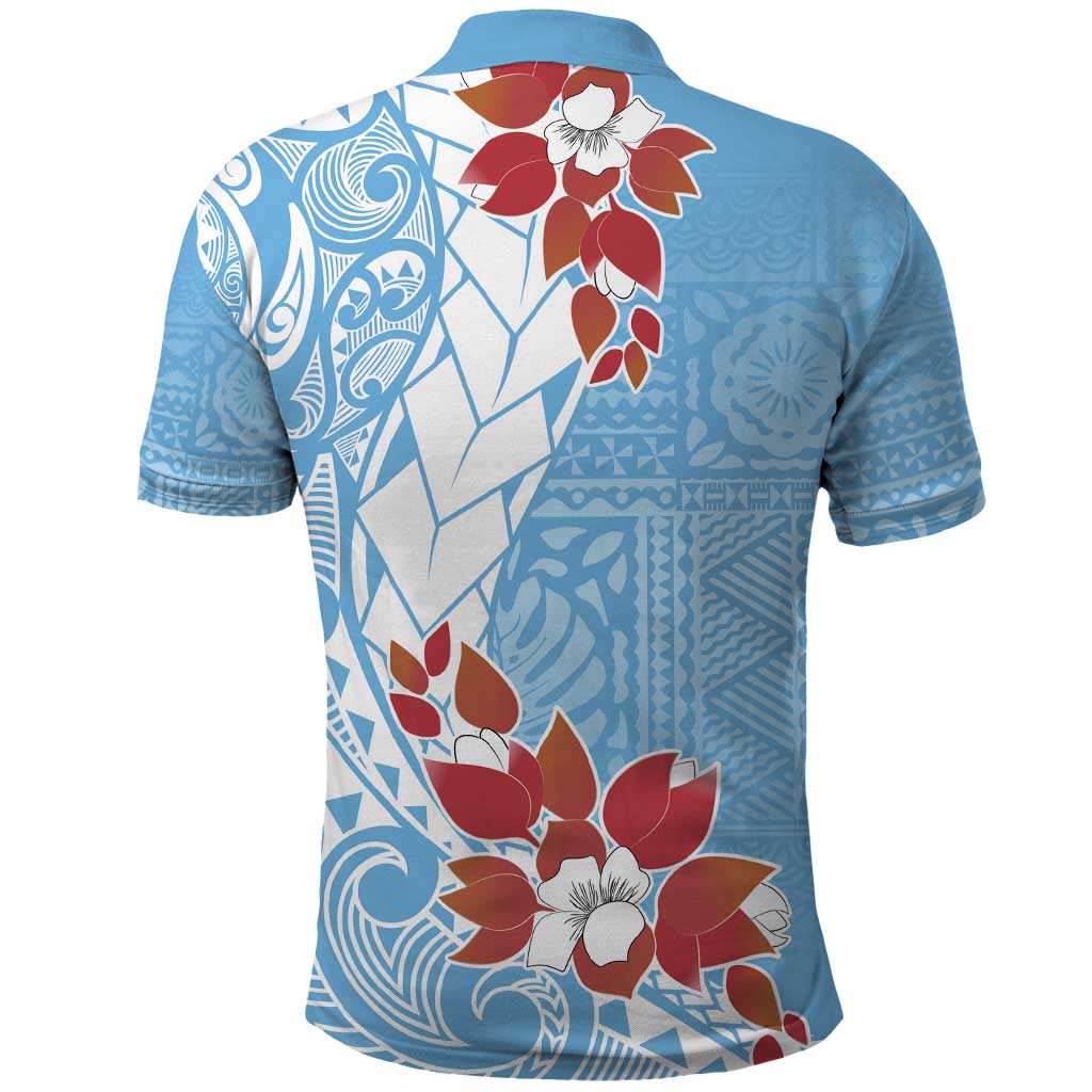 Bula Fiji Day Polo Shirt Tagimaucia on Masi Pattern - Turquoise