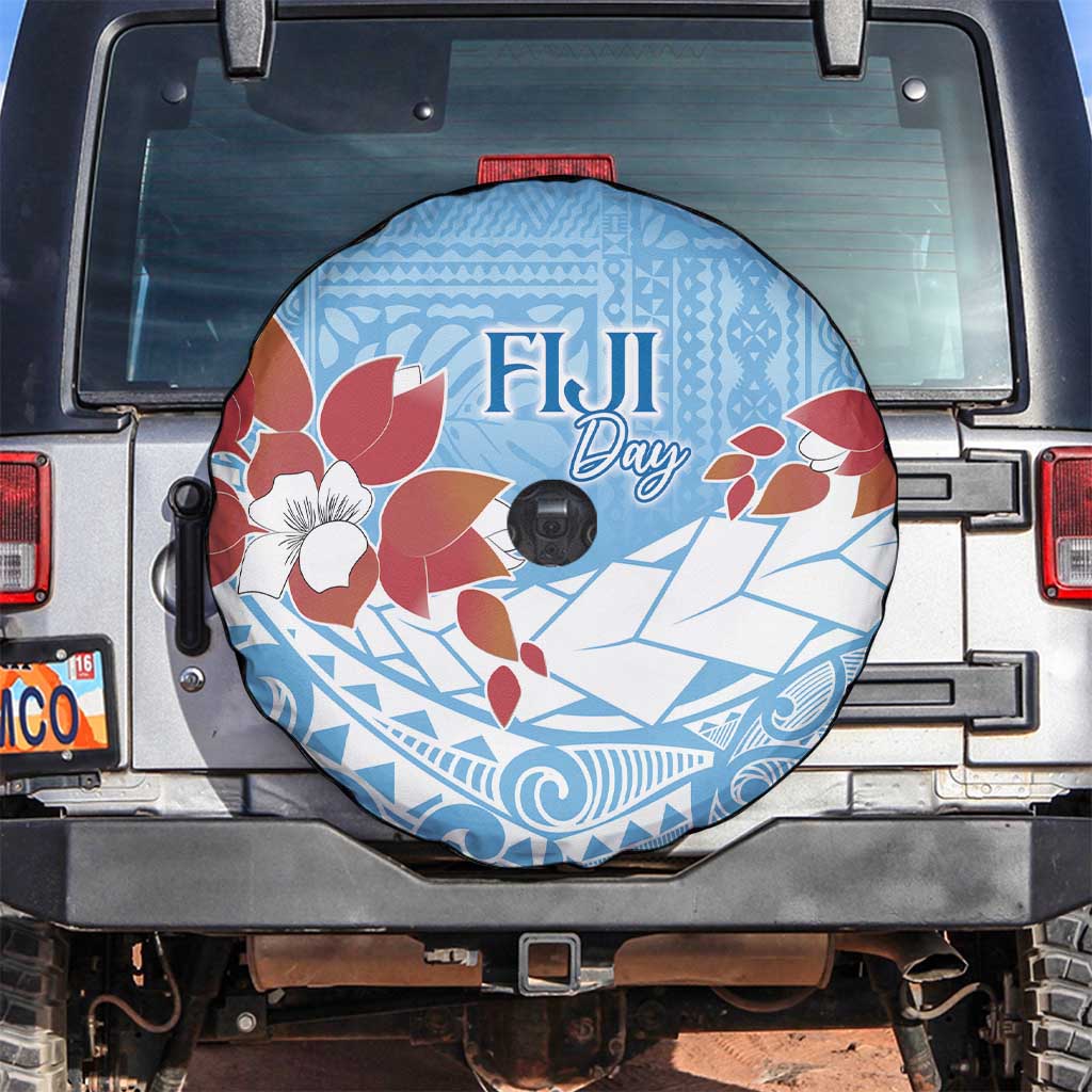 Bula Fiji Day Spare Tire Cover Tagimaucia on Masi Pattern - Turquoise