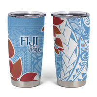 Bula Fiji Day Tumbler Cup Tagimaucia on Masi Pattern - Turquoise LT7 Turquoise - Polynesian Pride