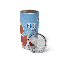 Bula Fiji Day Tumbler Cup Tagimaucia on Masi Pattern - Turquoise LT7 - Polynesian Pride