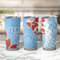 Bula Fiji Day Tumbler Cup Tagimaucia on Masi Pattern - Turquoise LT7 - Polynesian Pride