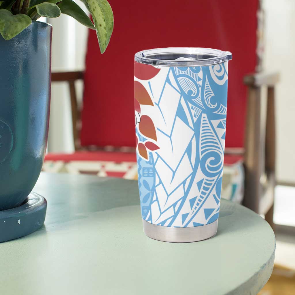 Bula Fiji Day Tumbler Cup Tagimaucia on Masi Pattern - Turquoise LT7 - Polynesian Pride