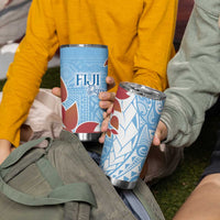 Bula Fiji Day Tumbler Cup Tagimaucia on Masi Pattern - Turquoise LT7 - Polynesian Pride