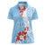 Bula Fiji Day Women Polo Shirt Tagimaucia on Masi Pattern - Turquoise