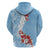 Bula Fiji Day Zip Hoodie Tagimaucia on Masi Pattern - Turquoise