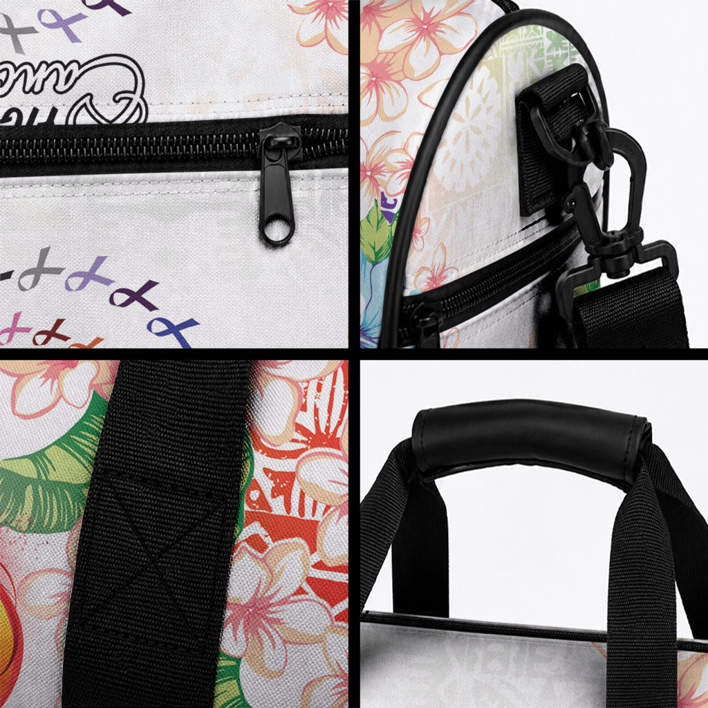 Fight Cancer In All Colors Duffle Bag Plumeria Mix Tapa Pattern LT7 - Polynesian Pride